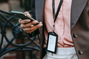 Person receiving SMS about a job